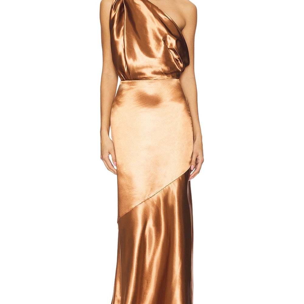 Elegant Bronze One-Shoulder Dress